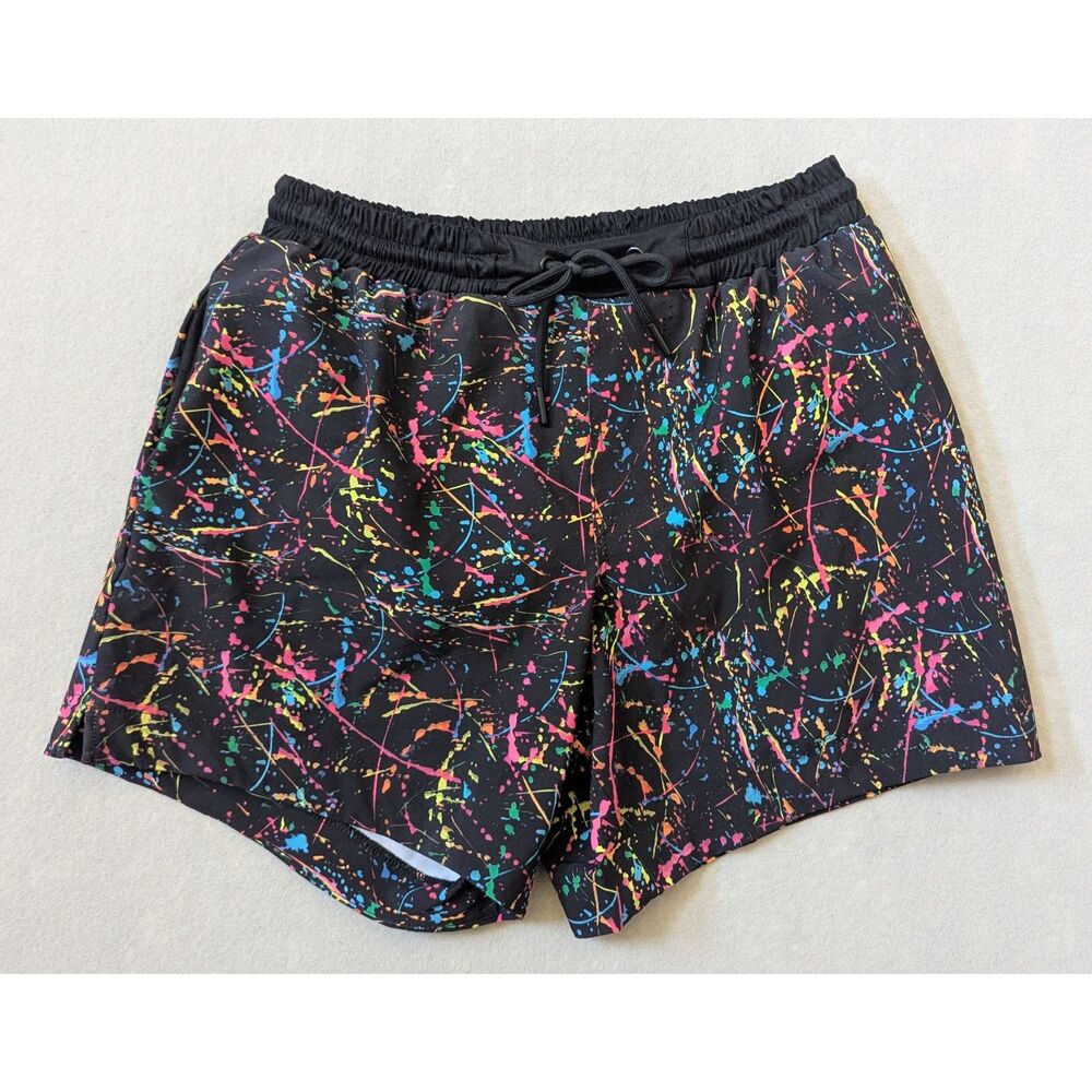 Euro Thrash Retro Style Paint Splatter Men's Swim Trunks Size M